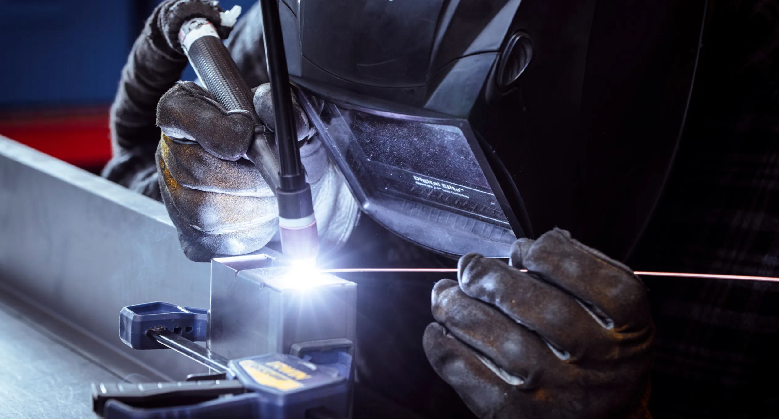 Close-up of skilled TIG welding for crafting durable and precision-engineered metal cabinetry by Baldhead Cabinets.